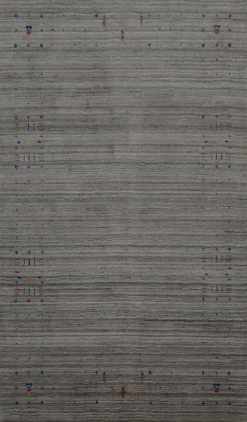 Elegant Gray Gabbeh Area Rug 5x8 with Subtle Colorful Accents