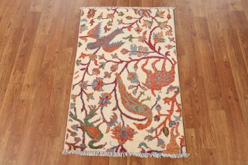 Animals Design Wool Kazak Oriental Accent Rug 2x3