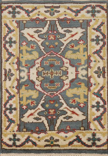 Blue Geometric Oushak Oriental Foyer Rug 2x3