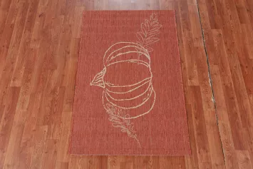 Pumpkin Orange Modern Outdoor Foyer Rug 3x4