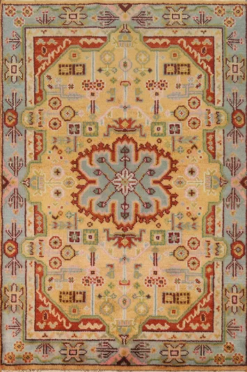 Yellow Wool Heriz Serapi Oriental Rug 4x6