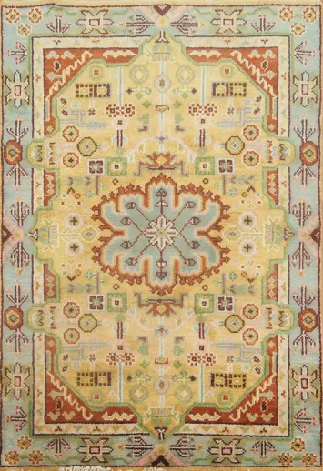 Yellow Wool Heriz Serapi Oriental Rug 4x6
