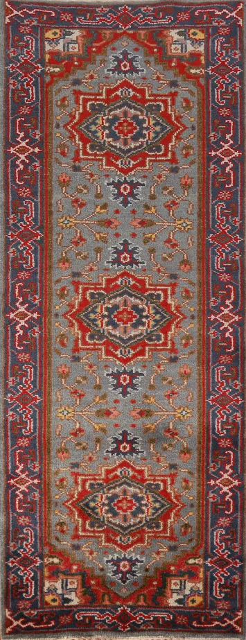 Geometric Heriz Serapi Oriental Runner Rug 3x8