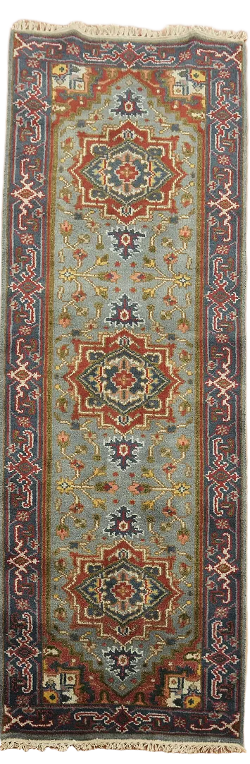 Geometric Heriz Serapi Oriental Runner Rug 3x8