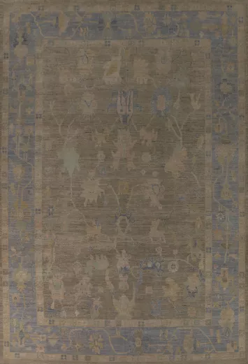 Vegetable Dye Floral Oushak Turkish Large Rug 10x14