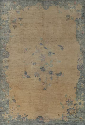 Vegetable Dye Art Deco Turkish Area Rug 10x13