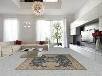 Vegetable Dye Blue Oushak Turkish Area Rug 9x12