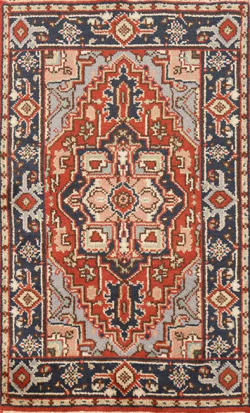 Geometric Wool Heriz Serapi Oriental Rug 3x5