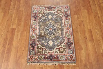 Gray Wool Heriz Serapi Wool Oriental Rug 2x3