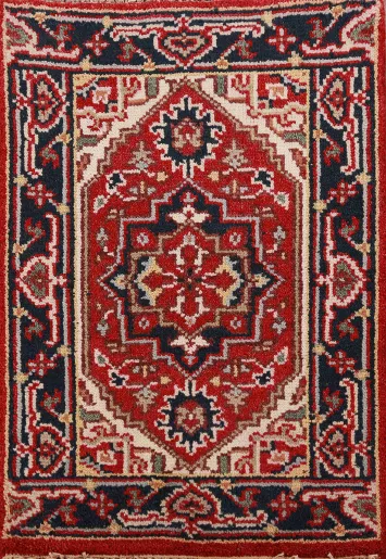 Red Geometric Heriz Serapi Wool Oriental Rug 2x3