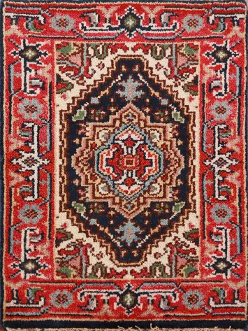 Navy Blue Heriz Serapi Wool Oriental Rug 2x3