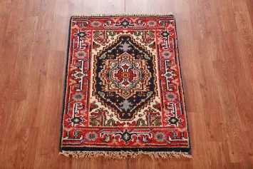 Navy Blue Heriz Serapi Wool Oriental Rug 2x3