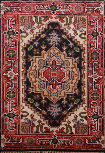 Navy Blue Heriz Serapi Wool Oriental Rug 2x3