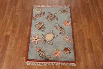 Animals Design Art Deco Wool Indian Rug 2x3