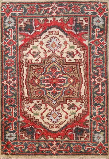 Geometric Wool Heriz Serapi Indian Accent Rug 2x3