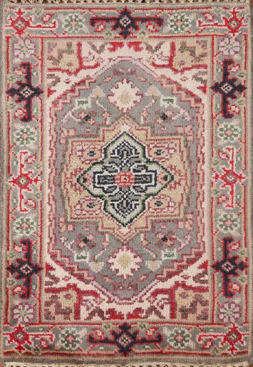 Gray Wool Heriz Serapi Indian Accent Rug 2x3