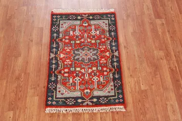 Orange Wool Kazak Indian Accent Rug 2x3