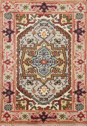 Geometric Gray Heriz Serapi Indian Accent Rug 2x3