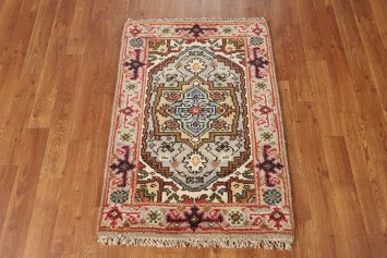 Geometric Gray Heriz Serapi Indian Accent Rug 2x3