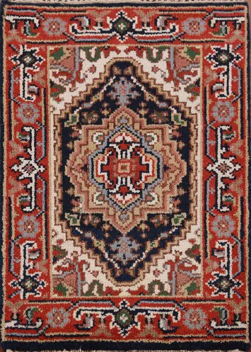 Navy Blue Heriz Serapi Oriental Rug 2x3