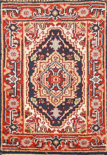 Navy Blue & Orange Heriz Serapi Oriental Rug 2x3