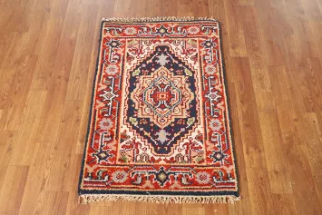 Navy Blue & Orange Heriz Serapi Oriental Rug 2x3