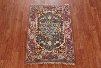 Gray Geometric Heriz Serapi Oriental Rug 2x3