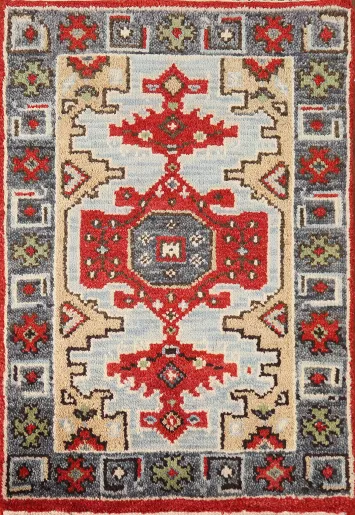 Light Blue Geometric Viss Oriental Rug 2x3