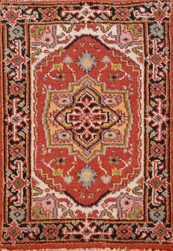 Orange Geometric Heriz Serapi Oriental Rug 2x3