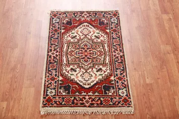 Ivory Wool Heriz Serapi Oriental Rug 2x3