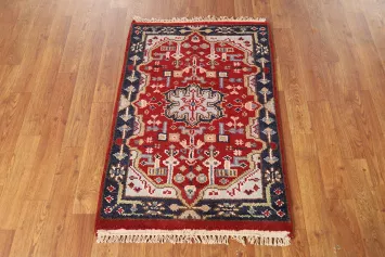 Red Geometric Kazak Oriental Rug 2x3