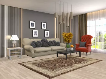 Brown Floral Modern Turkish Rug 5x7