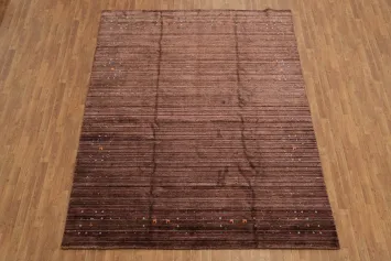 Elegant Brown Area Rug with Subtle Pattern and Plush Texture 8x10