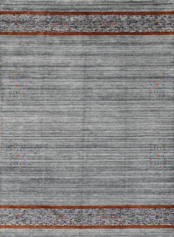 Slate Silk Gabbeh Indian Area Rug 8x10