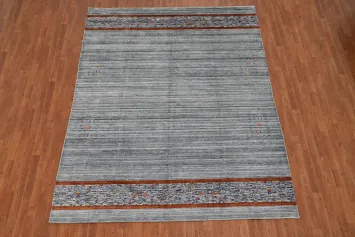 Slate Silk Gabbeh Indian Area Rug 8x10