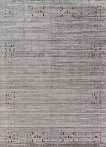 Striped Silk Gabbeh Indian Area Rug 8x10