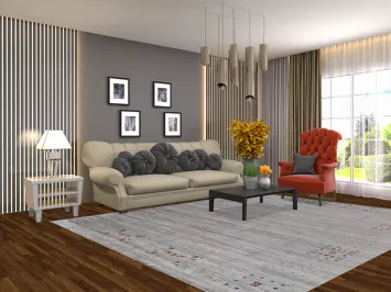 Striped Silk Gabbeh Indian Area Rug 8x10