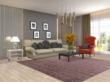 Striped Wool Gabbeh Indian Square Rug 8x8