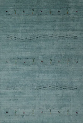 Serene Blue Gabbeh Area Rug with Subtle Geometric Accents 8x10