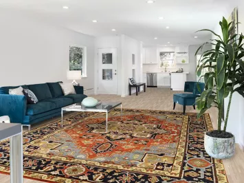 Geometric Wool Heriz Serapi Indian Area Rug 9x12