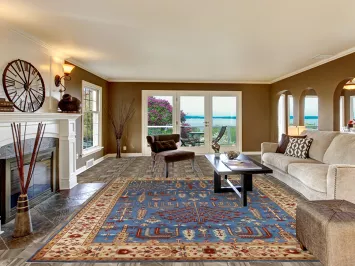 Blue Geometric Oushak Indian Area Rug 9x12