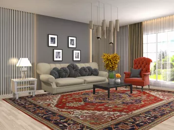 Wool Medallion Heriz Serapi Indian Area Rug 9x12