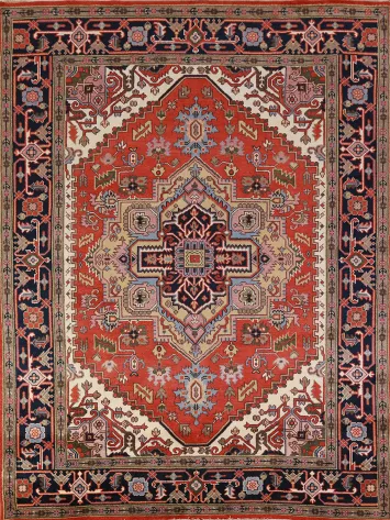 Geometric Heriz Serapi Indian Area Rug 8x10
