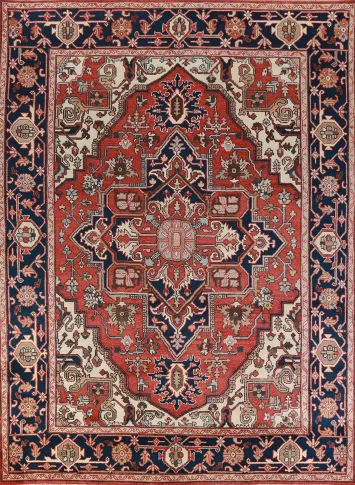Geometric Heriz Serapi Indian Area Rug 9x12