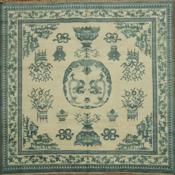 Square Art Deco Indian Area Rug 8x8