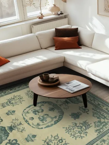 Square Art Deco Indian Area Rug 8x8