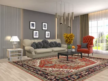 Wool Medallion Heriz Serapi Indian Area Rug 8x10