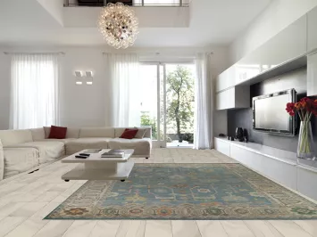 Wool Floral Blue Oushak Indian Large Rug 12x15