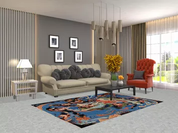 Cork Wool & Silk Pictorial Tabriz Persian Rug 5x7