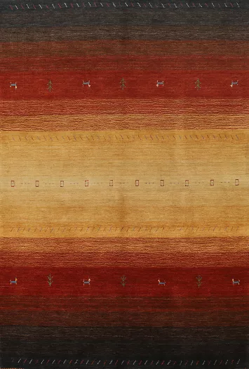 Striped Wool Gabbeh Indian Rug 5x7